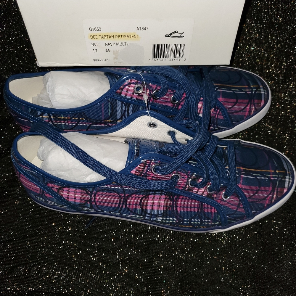 Authentic New COACH Poppy Dee Tartan Sneakers